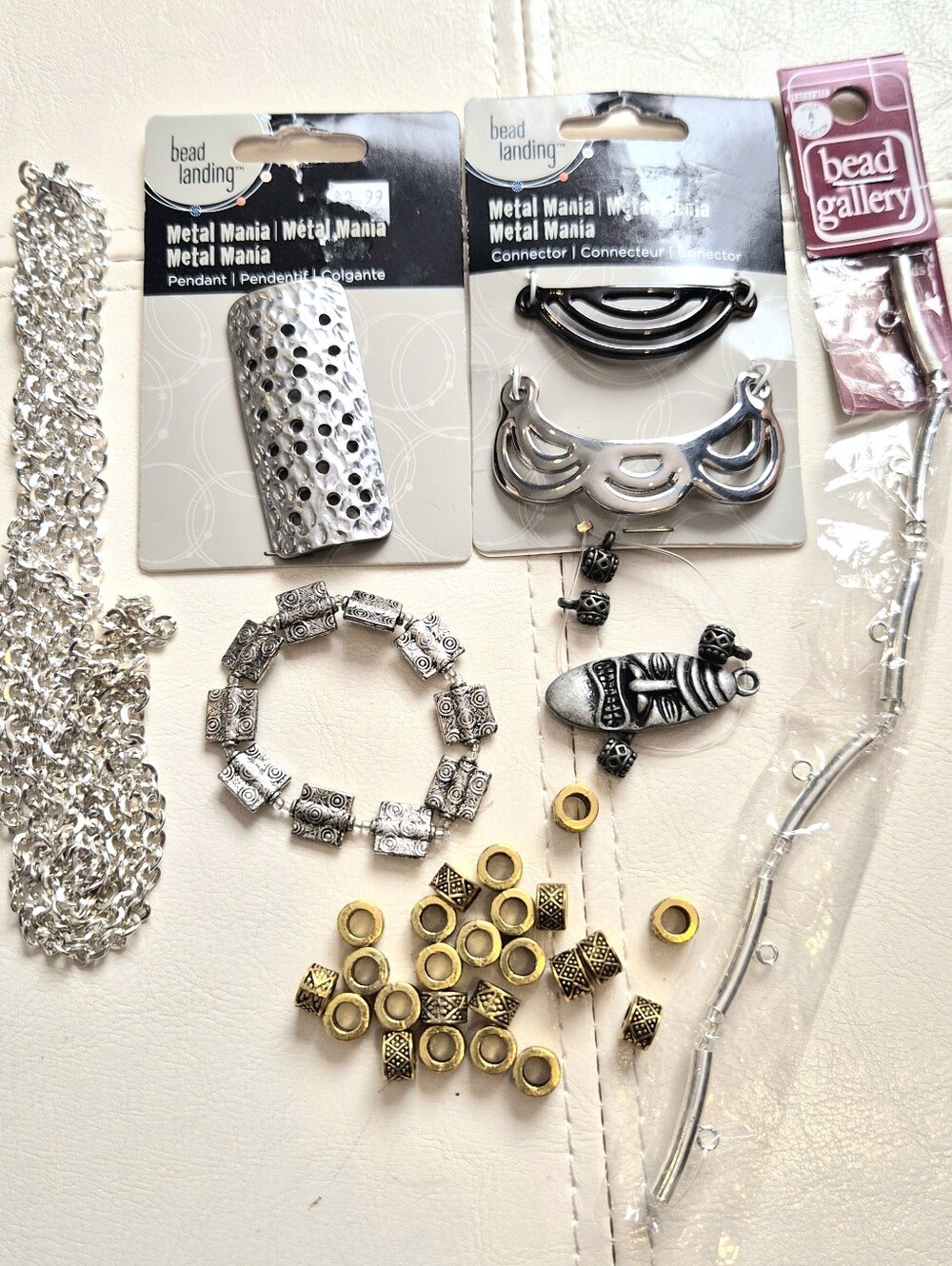 LOT Of Jewelry Makings,Silver Metal Pendant and Connector Set - Beads, Spacers.